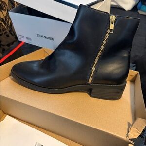 Matt & Nat Black Ankle Boots with Gold Zipper